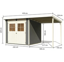 Gartenhaus Karibu Glücksburg 4 mit Schleppdach 439 x 236 cm terragrau