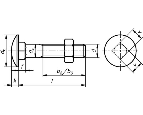 Dessin technique d''une tête de boulon de charrue avec dimensions