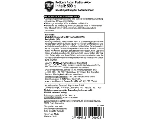 Rodicum Ratten Portionsköder mit 500 Gramm Inhalt als Nachfüllpackung für Köderstationen