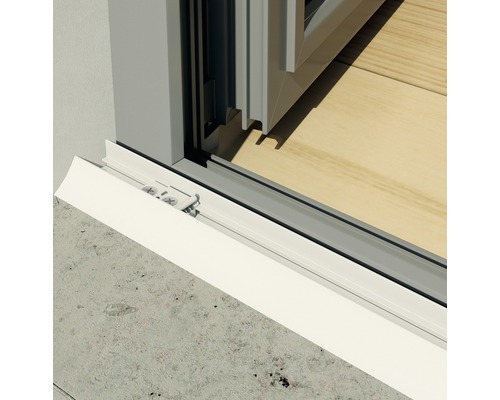 Detailaufnahme einer Fensterbank mit Entwässerungsprofil