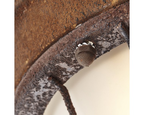 Detailaufnahme einer Dekoration aus Eisen mit einem Knopf