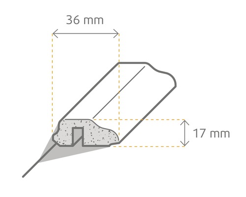 Dessin technique d''un profilé avec les dimensions 36 mm et 17 mm