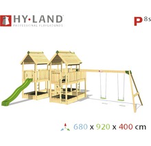 Spielturm Hyland Projekt 8S Holz mit Sandkasten, Kletterwand, Doppelschaukel, Rutsche grün