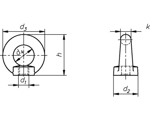 Dessin technique d''une vis à anneau avec cotes