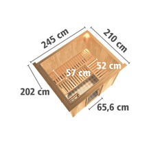 Dimensions d''un sauna en bois avec bancs