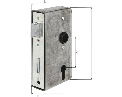 Einsteckschloss mit Maßangaben