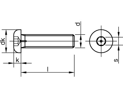 Dessin technique d''une vis à tête cylindrique à six pans creux