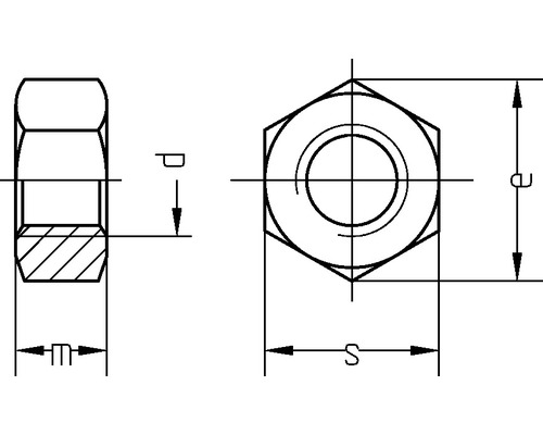 Dessin technique d''un écrou borgne avec dimensions