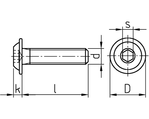 Dessin technique d''une vis à tête cylindrique avec six pans creux