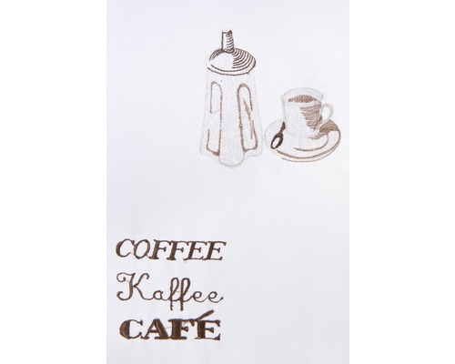 Textil mit Kaffeemotiv, Zuckerdose, Kaffeetasse und Schriftzug Kaffee