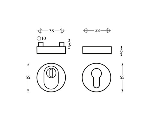 Dessin technique d''une garniture de porte avec dimensions