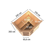 Vue de dessus d''un sauna avec dimensions