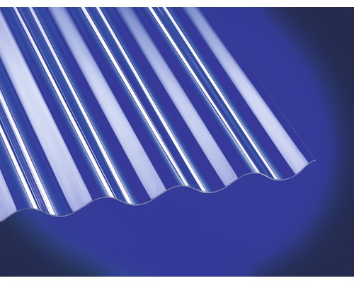 Plaque ondulée Gutta polycarbonate sinus 76/18 transparente 2000 x 1040 x 0,8 mm