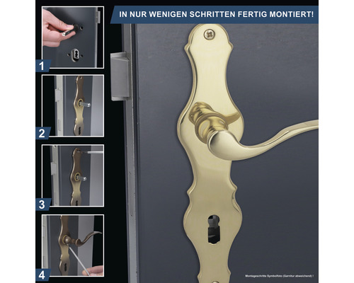 Abbildung der Montage einer Türgarnitur mit wenigen Schritten