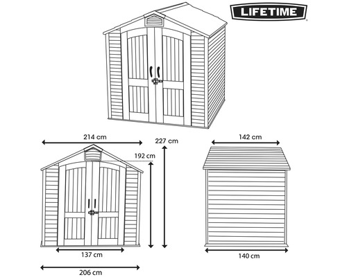 Abmessungen eines Gerätehauses von Lifetime