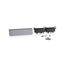 Jardinière Lechuza Balconera Stone plastique 80x19x19 cm gris avec système d'arrosage de la terre et bac d'arrosage