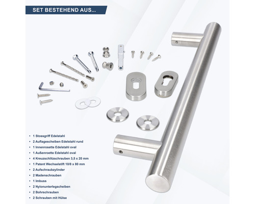 Edelstahl Türdrücker Set mit Montagematerial