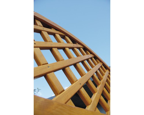 Gros plan d''un arc de treillis en bois sur un ciel bleu