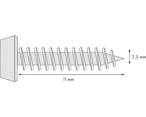 Illustration d''une vis mesurant 11 mm de long et 3,5 mm de diamètre
