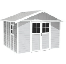 Gartenhaus Grosfillex Lodge XL 370 x 407 cm hellgrau-weiß