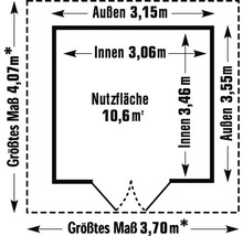 Gartenhaus Grosfillex Lodge XL 370 x 407 cm hellgrau-weiß