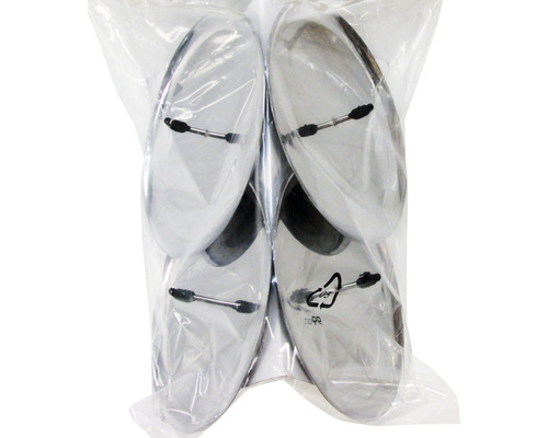 Quatre patins pour meubles en métal avec fixation dans un emballage plastique