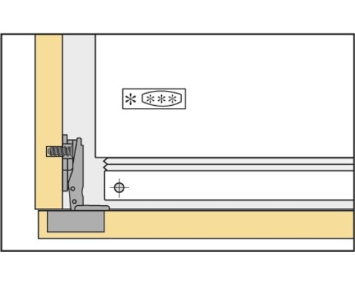 Vue détaillée d''un élément de tiroir avec des éléments de fixation