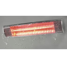 Wandmontierter Heizstrahler mit Wasserspritzern