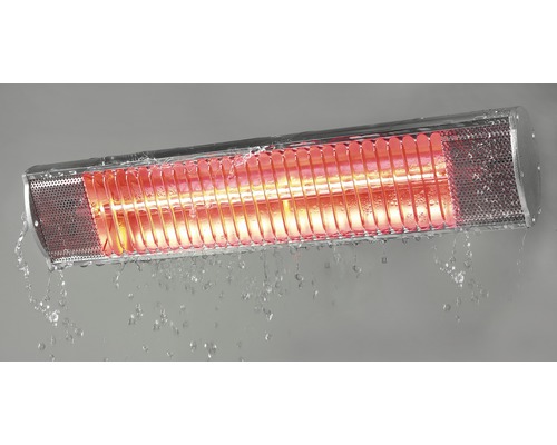 Wandmontierter Heizstrahler mit Wasserspritzern