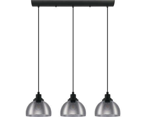 Pendelleuchte mit drei Lampen und Metallschirmen