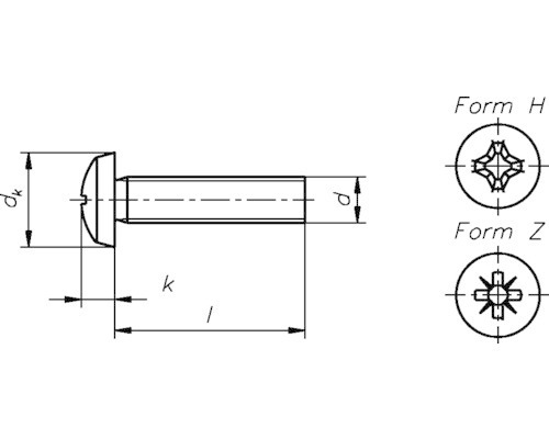 Dessin technique d''un rivet à tête demi-ronde avec indications de dimension et formes de tête