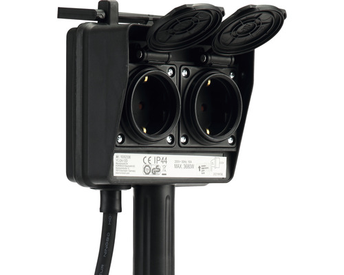 Gartensteckdose mit zwei Steckplätzen und Schutzart IP44