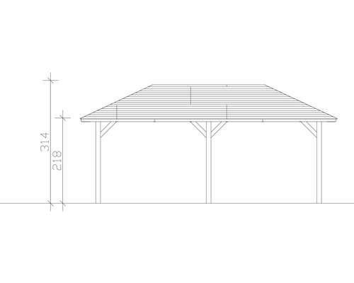 Zeichnung eines Pavillons mit Höhenangaben