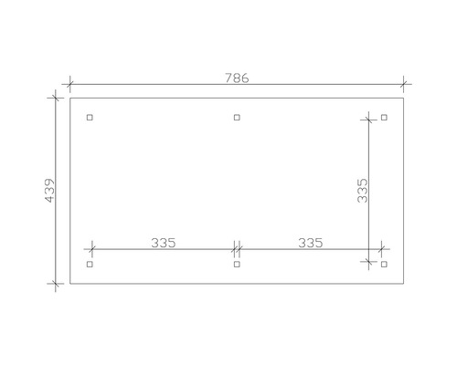 Technische Zeichnung mit Maßangaben 786 x 439