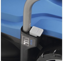Vue détaillée d''un chariot à bras avec une poignée de poussée et un bouton de verrouillage
