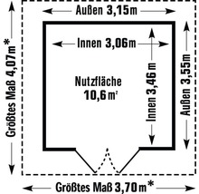 Gartenhaus Grosfillex Deco H 11 XL 369 x 404,5 cm grau-weiß