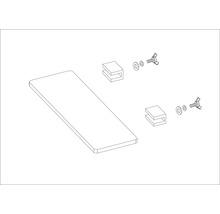Glasboden mit Halterungen, Schrauben und Muttern