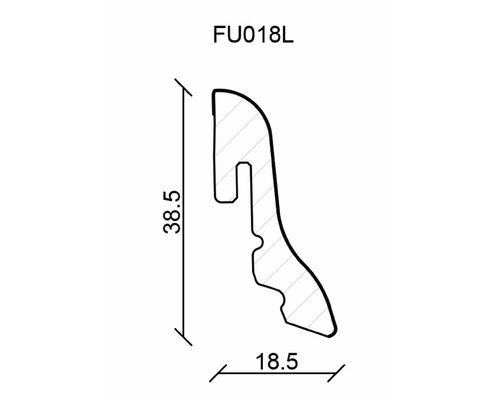 Dimensions d''une moulure décorative d''une hauteur de 38,5 et d''une largeur de 18,5