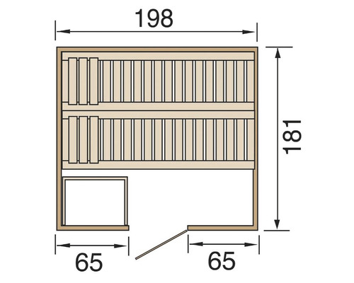 Plan d''une sauna avec dimensions.