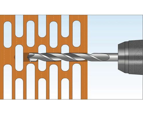 Un foret perçant une plaque perforée