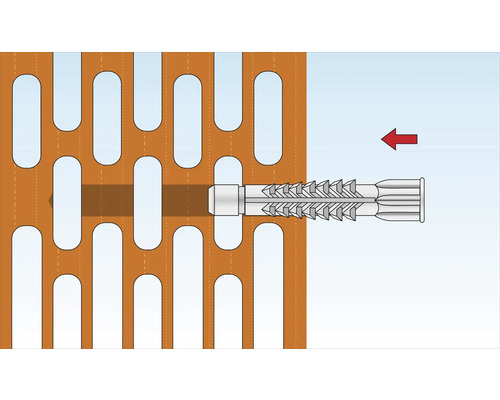 Illustration d''une cheville dans une brique perforée