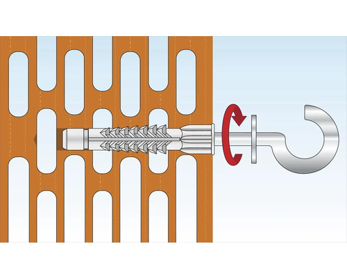 Illustration d''une cheville avec crochet dans un mur