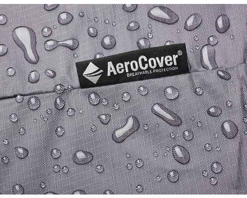 AeroCover Logo auf wasserabweisendem Material mit Wassertropfen