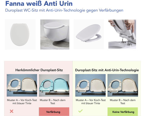 Fanna WC-Sitz aus Duroplast mit Anti-Urin-Technologie gegen Verfärbungen