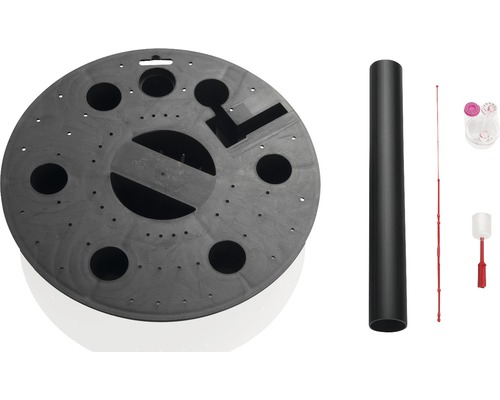 Kit complet pour cuve de récupération d''eau de pluie : couvercle de cuve, tuyau vertical, tuyau flexible et accessoires