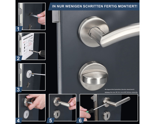 Montageanleitung für eine Türgarnitur mit wenigen Schritten