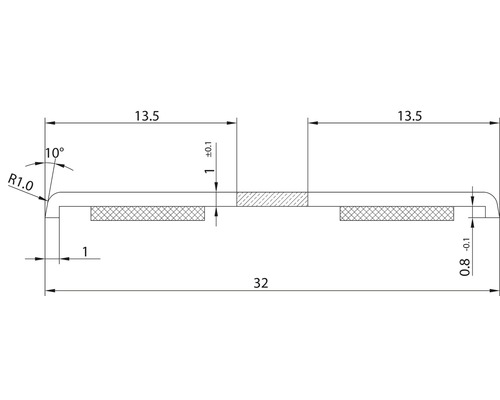 Technische Zeichnung mit Maßangaben