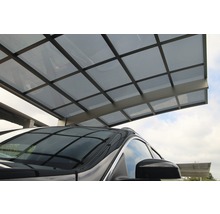 Abri de voiture avec toit transparent au-dessus d''une voiture