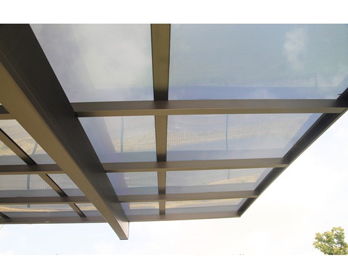 Auvent avec cadre métallique et toit transparent