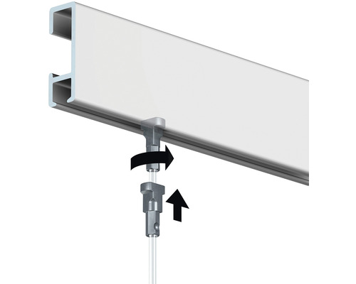 Rail de plafond avec connecteur pivotant pour la fixation